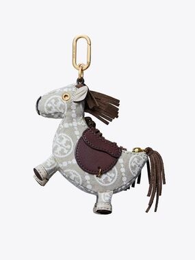 Tory Burch Year Of The Horse Coin Purse Bag Charm Gray Multi GUC